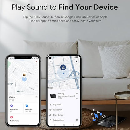 ATUVOS Dual System Air Card Tag Pro 1 Pack, Rechargeable Wallet Tracker Work with Android Google Find Hub or iOS Apple Find My APP (Huawei not Supported), Smart Item Finder Locator for Wallet/Luggage