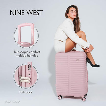 Nine West Suvi 28 Inch Hardshell Spinner, Large Expandable Checked Luggage, Extra Capacity Suitcase for Extended Travel Muted Lilac