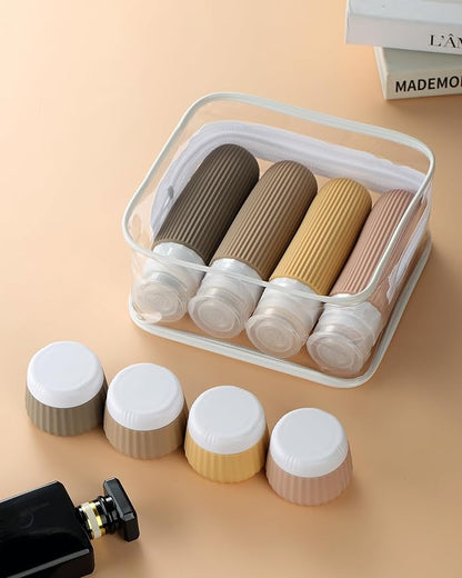 Travel Bottles 8 Pack, TSA Approved 3 oz Travel Toiletries Containers with Clear Bag, Leak Proof Silicone Squeezable Essentials Jars