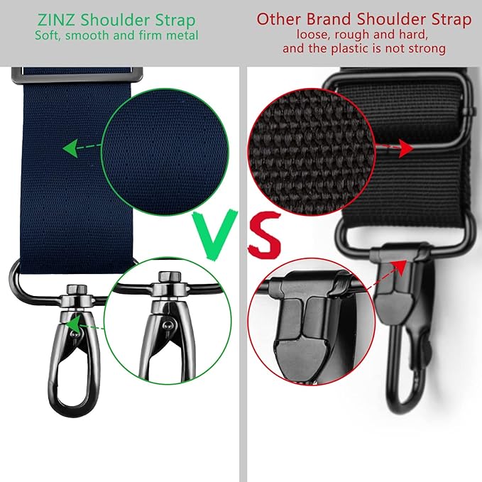 ZINZ 79 inch Shoulder Strap, Extra-thick Fixed Cushion Pad and Dual Clasps Universal Replacement Strap with Metal Swivel Hooks for Laptop Bags, Luggage Bags, Camera, Crossbody (200cm,Blue)