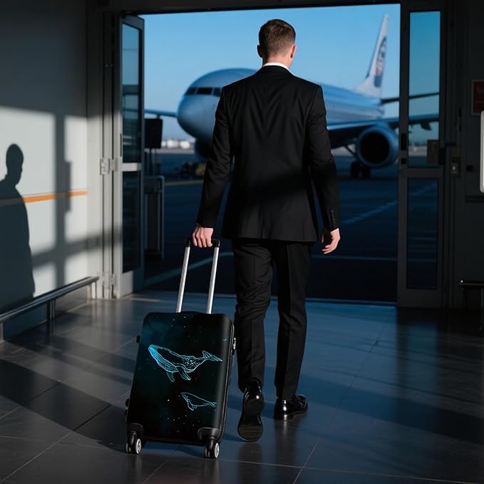 WUJIAONIAO Travel Luggage Cover Baggage Suitcase Cover Protector Skins 18-32 Inch (dolphin, L (for 25-28 inch luggage))