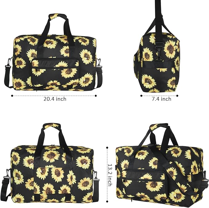 F.FETIVIN Weekender Bag Carry On Travel Duffle Medium Overnight Bag for Women(Sunflower)