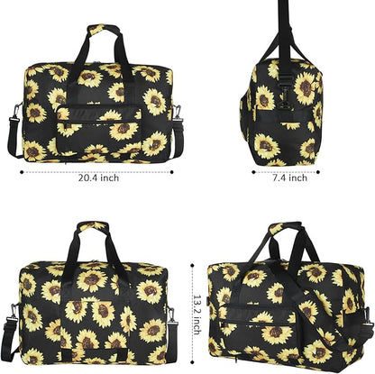 F.FETIVIN Weekender Bag Carry On Travel Duffle Medium Overnight Bag for Women(Sunflower)