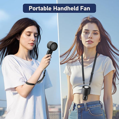 CIVPOWER Handheld Fan: Portable Small Ice Cooling Plate- 4000mAh Rechargeable 100 Gear High-Speed Turbo 10500 RPM - Personal Foldable Battery Operated for Travel Indoor Outdoor Women Men (Black)