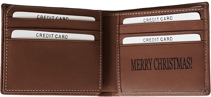 Custom Wallets For Men, Personalized Gifts For Men, Personalized Wallet For Men, Customized Engraved Full Grain Leather with RFID Blocking, Custom Gifts, Customized Wallets For Fathers Day, (Brown)