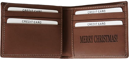 Custom Wallets For Men, Personalized Gifts For Men, Personalized Wallet For Men, Customized Engraved Full Grain Leather with RFID Blocking, Custom Gifts, Customized Wallets For Fathers Day, (Brown)