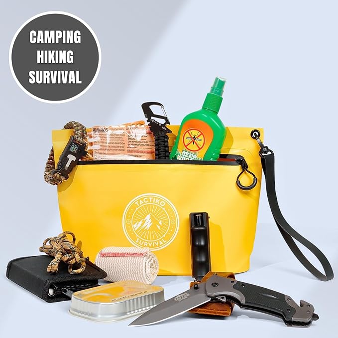 Tactiko Heavy-Duty Splash Water Resistant Zipper Pouches - 3L Hold-All Organizers for Dry Bags, Travel Bags (Yellow)