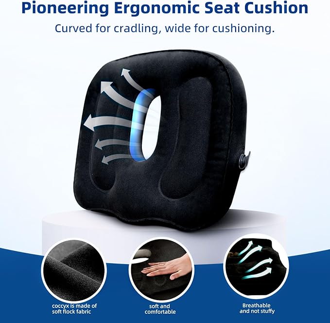 Travel Cushion,Air Seat Cushion,Evolution Cushion Portable & Lightweight Inflatable Seat Cushion - Ideal for Airplane Chairs, School Bleachers, Stadium Seats, and Wheelchairs