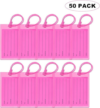 50 Pack Luggage Tags for Suitcases, Airplane Travel Essentials for Flying, International Travel Must Haves, and Luggage Accessories by Sodsay