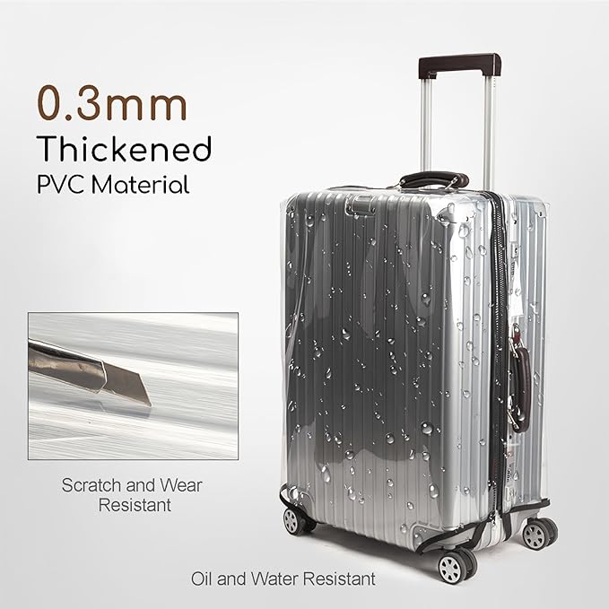 No Disassembly Suitcase Covers for Luggage - 22 Inch Heavy Duty Clear Luggage Cover Protector, Transparent PVC Luggage Protector Suitcase Cover