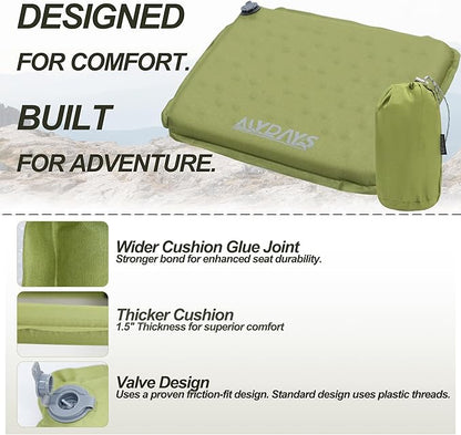 MYDAYS Inflatable Seat Cushion, Portable Stadium Seat Pad, Lightweight Chair Pad for Outdoor, Airplane, Travel, Stadium, Camping & Car