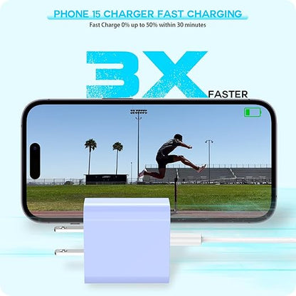 Apple iPhone 17 16 15 Charger Fast Charging [Apple MFi Certified]3Pack 20W USB Type C Charging Block with Long 6 FT Fast Charging Cable for iPhone 17/17 Air/16Pro/Pro Max,iPhone 15/15 ProMax/Plus/iPad