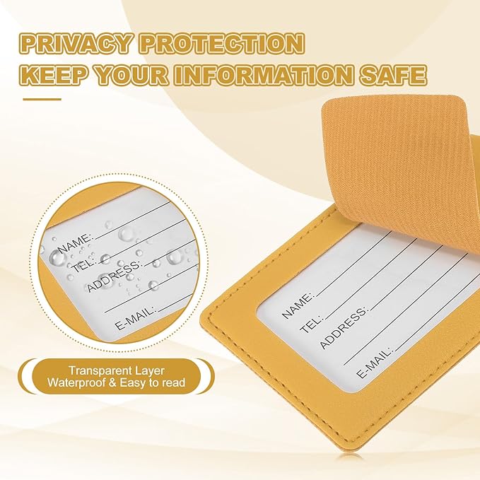 PATIKIL Leather Luggage Tag, 50 Pcs Luggage Tags Pu Bag Tags for Suitcases Airplane Travel Essentials, Yellow