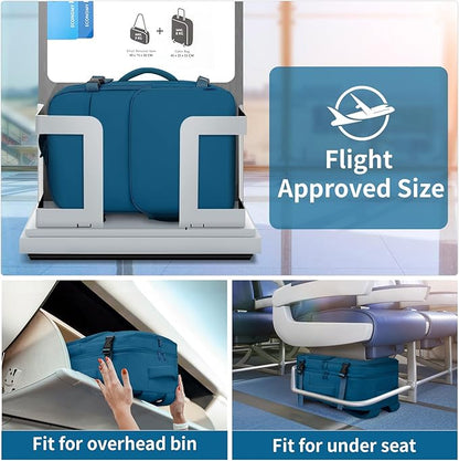 ZOMFELT Travel Backpack for Men, Carry on Backpack, TSA 17.3 inch Laptop Backpack Flight Approved, Personal Item Travel Bag Nurse Bag Casual Daypack for Weekender Business Trip, Blue