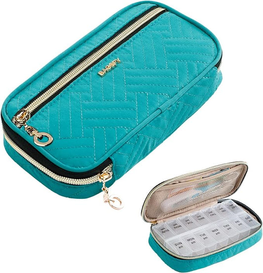 BAGSFY Pill Organizer Case 2 Times a Day- Weekly Medicine Organizer Travel Pill Box with Removable 7 Day Medicine Case Container for Fish Oil, Vitamin, Supplement