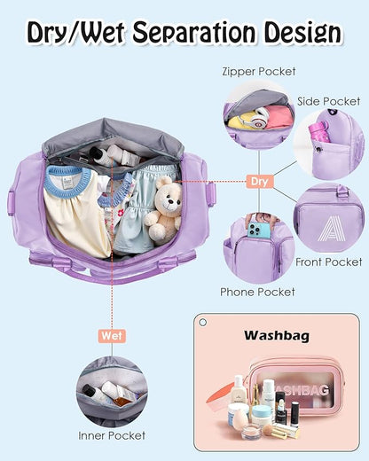 Gifts Teen Girl Gift, Initial Travel Duffle Bag, Duffel Bags, Personalized Weekender bags, Lilac purple-H