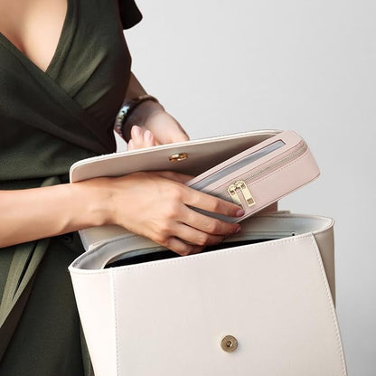 Pinkmik Makeup Brush Bag Slim Clear Makeup Bag Transparent Travel Cosmetic Case & Toiletry Bag with Zipper Small Beatuy Makeup Bag Purse Organizer for Women (Pink, SLIM)