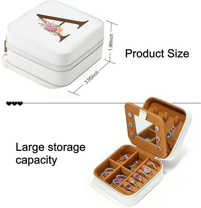 Parima Christmas Stocking Stuffers Gifts for Teenage Girls Women - Mother Birthday Gifts, Bonus Mom Gifts, Stepmom Gifts, Personalized Initial Jewelry Box Travel Jewelry Case - Letter C, White