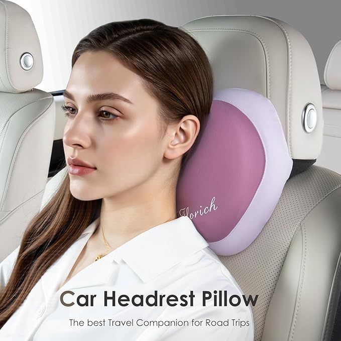 FLORICH 3 PCS Seat Cushion for Carseat Lumbar Support Pillow Car Neck Headrest Pillows Ultrathick Memory Foam Seat Pads Pressure Relief Back Cushion for Office Chair(Purple)