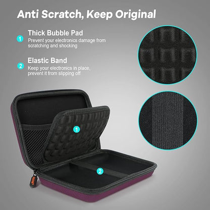 Deep Purple Carrying Case - GLCON Hard Storage Case Electronics Organizer Tech Pouch for Hard Drive, Power Bank, Cell Phone, Charger Enclosure - Portable Travel Pouch Bag with Carabiner