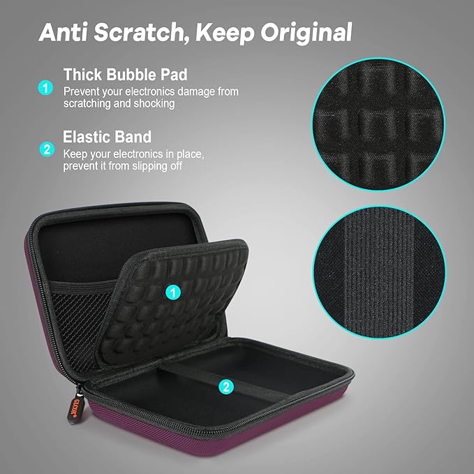 2 Colors Shockproof Hard Shell Carrying Case for GPS, External Hard Drive, Power Bank, Charger, Cable, Heart Monitor, Cell Phone, Electronic Accessories - Larger Capacity Storage Pouch Travel Bag