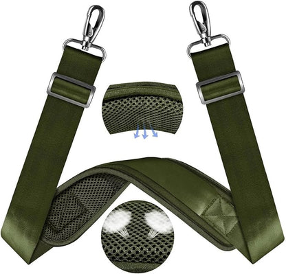 ZINZ 60" Universal Bag Strap with Ultra-Thick Fixed Breathable Pad Adjustable Heavy-Duty Shoulder Strap for Laptop Bag Crossbody Luggage Gym Bag Camera Bag and More,Army Green