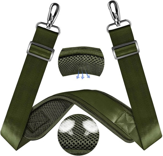 ZINZ 60" Universal Bag Strap with Ultra-Thick Fixed Breathable Pad Adjustable Heavy-Duty Shoulder Strap for Laptop Bag Crossbody Luggage Gym Bag Camera Bag and More,Army Green