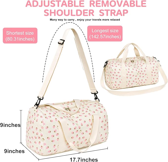 BLUBOON Duffle Bag Girls Kids Cute Gym Bag with Shoes Compartment & Wet Separation Waterproof Sports Overnight Travel Bag