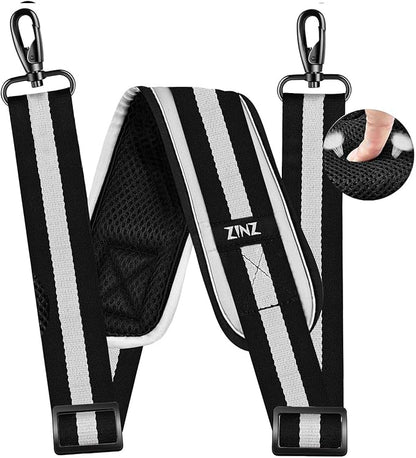ZINZ 79 inch Shoulder Strap, Extra-thick Fixed Cushion Pad and Dual Clasps Universal Replacement Strap with Metal Swivel Hooks for Laptop Bags, Luggage Bags, Camera, Crossbody(Stripes-BkWBk)