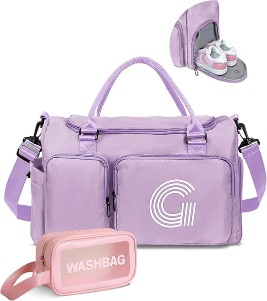 Gifts Teen Girl Gift, Initial Travel Duffle Bag, Duffel Bags, Personalized Weekender bags, Lilac purple-G
