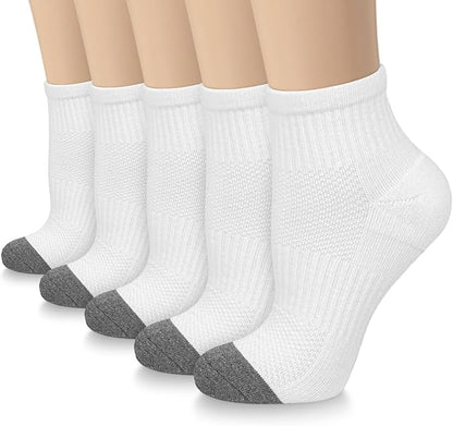 5 Pairs Copper Compression Socks for Women & Men - Ankle Plantar Fasciitis Arch Support Running Socks for Athletic