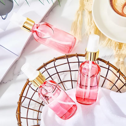 Roshtia 30 Pcs 2 oz/ 60 ml Rose Gold Glass Spray Bottle Refillable Perfume Atomizer Clear Decorative Empty Bottles with Fine Mist Sprayer Pump for Face Body Travel