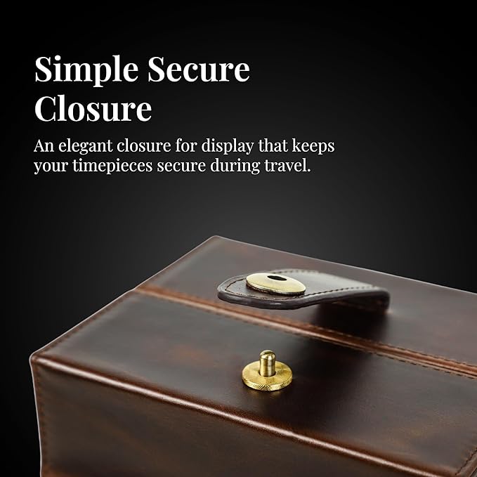 Dual-Opening Leather Watch Box with Detachable Cushions – Stylish Travel Watch Case for 2 Watches - Magnetic Snap Closure, Brown