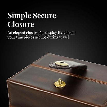 Dual-Opening Leather Watch Box with Detachable Cushions – Stylish Travel Watch Case for 2 Watches - Magnetic Snap Closure, Brown
