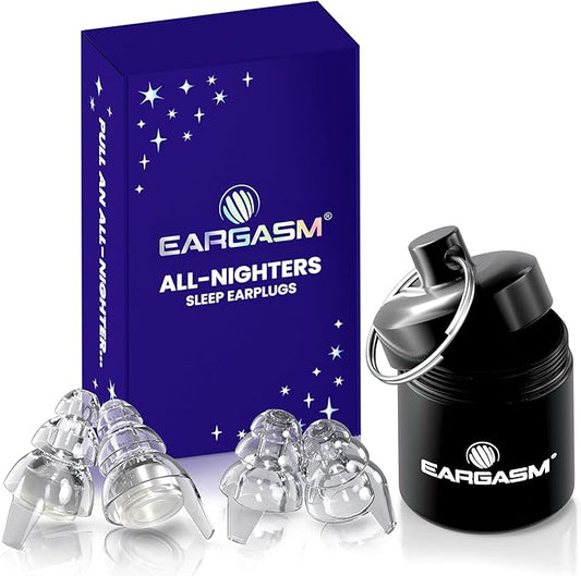 Eargasm All-Nighters Earplugs Standard - Noise Reducing Night-Time Ear-Plugs for Sleeping, Studying, Blocking Snoring - Perfect for Reducing Noise While Sleeping, Enhancing Focus While Studying & More