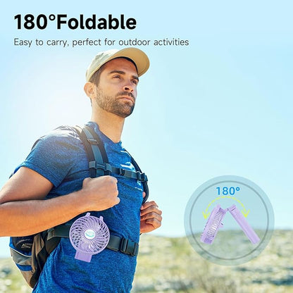 HandFan 10400mAh Personal Handheld Fan, 40Hrs Long-Lasted Hand Fan Rechargeable, Mini Cooling Fans Foldable, Heavy Duty Battery Fans Portable for Travel Beach Concerts Cruise Makeup(Purple)