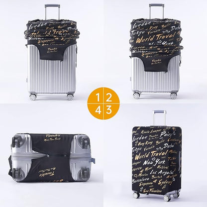 Travelkin Luggage Covers For Suitcase Tsa Approved,Suitcase Cover Protector Fit 18-32 Inch Luggage (World City, XL)