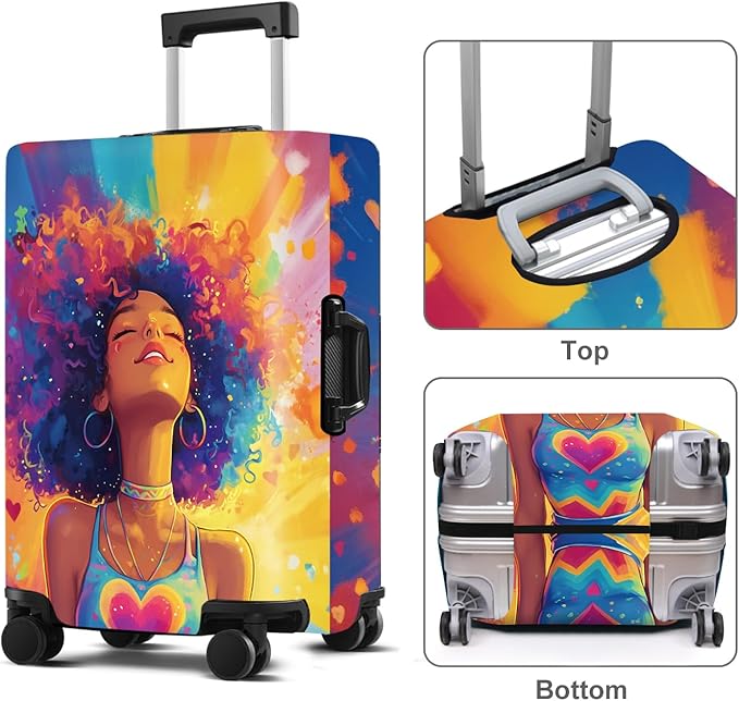 Luggage Cover Washable Suitcase Protector Anti-scratch Suitcase cover Fits 20-34 Inch Luggage (Girl-1, M(24-26inch suitcase))