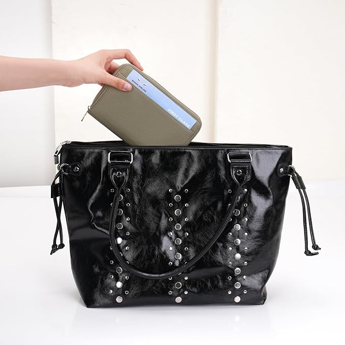 WASON Leather Zipper Travel Passport Wallet Holder RFID Blocking Cover, Passport case Pocket Slot for Card, Cash, ID, Boarding Pass and Ticket for Men, Women and Family Trips (Green)