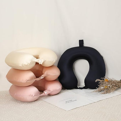 ROSEWARD 100% Mulberry Silk Travel Neck Pillow for Sleeping 22 Momme Silk Airplane Travel Pillow for Pain Relief Sleeping, Plane Neck Support Pillow, Anti Wrinkle, Made in USA (Black)