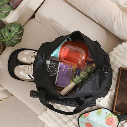 Personalized Duffel Bag Custom Sport Gym Travel Bags Embroidered Name Text Customized Dry Wet Separated Weekend Waterproof Bag for Women Men (D-Black)