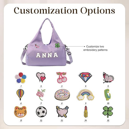 Personalized Duffel Bag Custom Sport Gym Travel Bags Embroidered Name Text Customized Dry Wet Separated Weekend Waterproof Bag for Women Men (C-Purple)