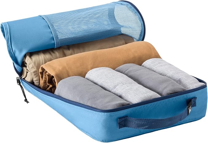 Eagle Creek Pack-It Reveal Extended Stay Set - Compression Travel Packing Cubes Set - Eco-Friendly - Quick-Drying, Water-Resistant Fabric - Pack of 6 - Blue Dawn