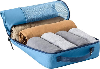 Eagle Creek Pack-It Reveal Extended Stay Set - Compression Travel Packing Cubes Set - Eco-Friendly - Quick-Drying, Water-Resistant Fabric - Pack of 6 - Blue Dawn