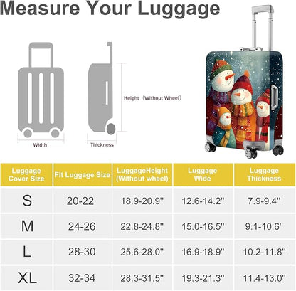 FOREVER QUEEN Four snowmen Luggage Cover Suitcase Protector Suitcase Cover Anti-Scratch,Stretchable Bag Cover Washable Durable Polyester