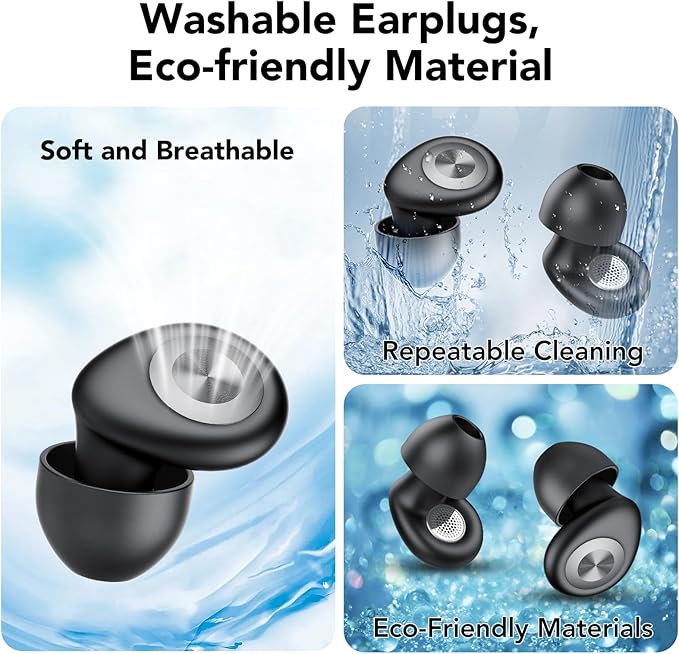Ear Plugs for Sleeping Noise Cancelling, 45dB Earplugs for Noise Reduction, Reusable Noise Cancelling Ear Plugs Hearing Protection for Focus/Study/Work/Concert, Silicone EarPlugs with Case & 8 Eartips