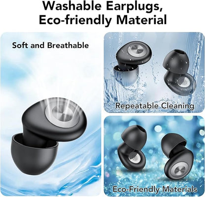 Ear Plugs for Sleeping Noise Cancelling, 45dB Earplugs for Noise Reduction, Reusable Noise Cancelling Ear Plugs Hearing Protection for Focus/Study/Work/Concert, Silicone EarPlugs with Case & 8 Eartips