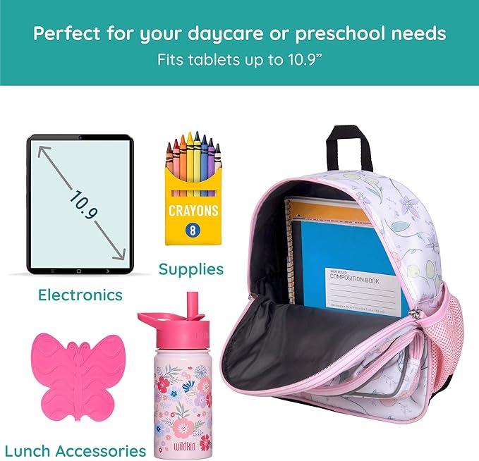 Wildkin JumpOff Jo 12-inch Kids Backpack – Lightweight, Durable Toddler Bag - Fairy Blossom