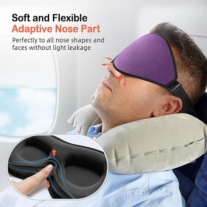 LitBear Sleep Mask for Side Sleeper Women Men, Eye Mask for Sleeping Light Blocking, 3D Contoured Cup Sleeping Mask, Soft Breathable Sleep Eye Mask with Adjustable Elastic Strap for Flight Nap