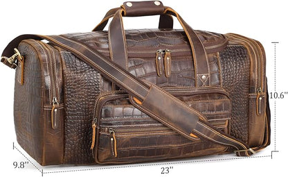 Polare 23" Full Grain Cowhide Leather Gym Duffle Weekender Overnight Travel Duffel Bag For Men